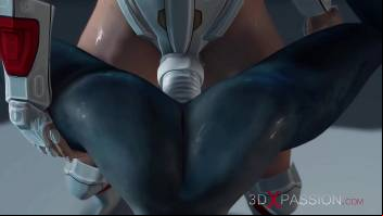 Hot sex on the exoplanet! An alien gets fucked by a spacewoman in spacesuit with strapon